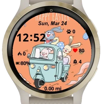 Happy Easter Bunny Day Garmin watch face preview