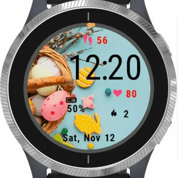 Happy Easter Day Garmin watch face preview