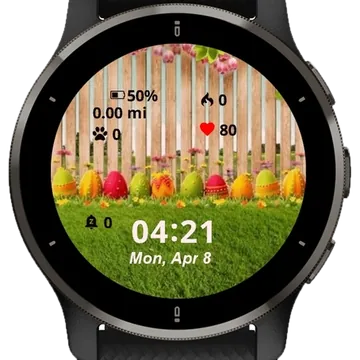 Happy Easter Spring Flowers Green Grass Garmin watch face preview