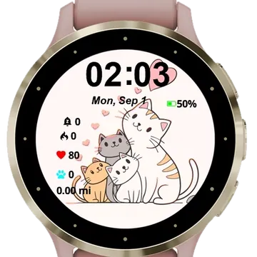 Happy Family Cat Garmin watch face preview