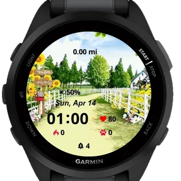 Happy Farm Sunflower Garden View Garmin watch face preview