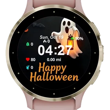 Happy Halloween Ghost Garmin watch face preview
