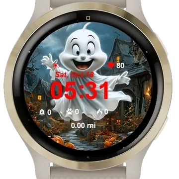 Happy Halloween Ghost Garmin watch face preview