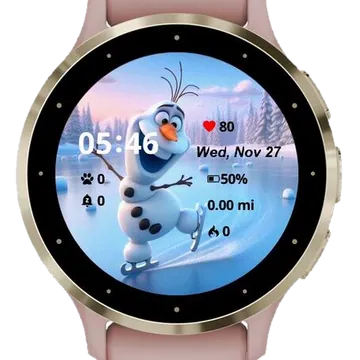 Happy Ice Skating Snowman Garmin watch face preview