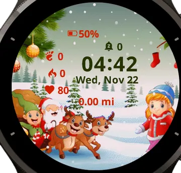 happy kids with Santa Garmin watch face preview
