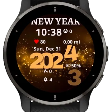 Happy New Year 2024 Garmin watch face preview