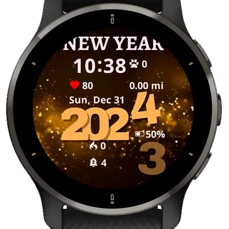 Happy New Year 2024 Garmin watch face preview