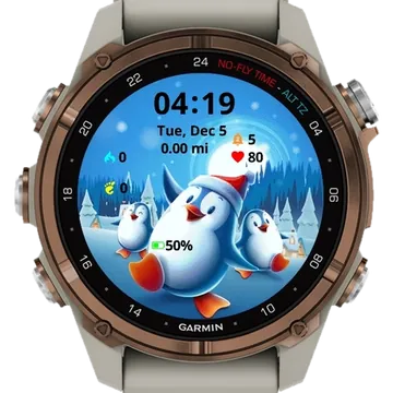 Happy penguin Garmin watch face preview