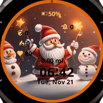 Happy Santa and Snowman Garmin watch face preview