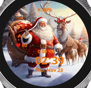 Happy Santa Claus Garmin watch face preview