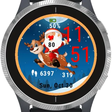 Happy Santa Claus Garmin watch face preview