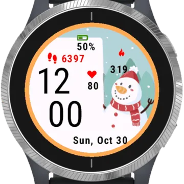 Happy Snowman Garmin watch face preview
