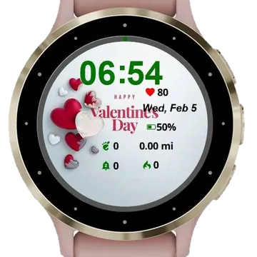 Happy Valentines Day Garmin watch face preview