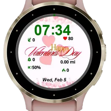 Happy Valentines Day Love Garmin watch face preview