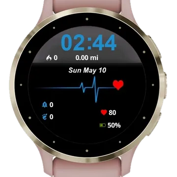 Heart Beats Black Garmin watch face preview