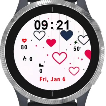 Heart Black and Red Garmin watch face preview