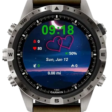 Heart Moon Garmin watch face preview