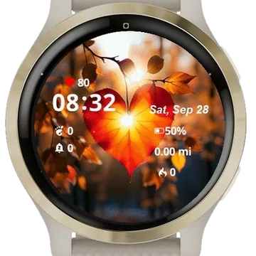Heart of Autumn Glow Garmin watch face preview