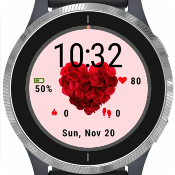 Heart Read Roses Garmin watch face preview