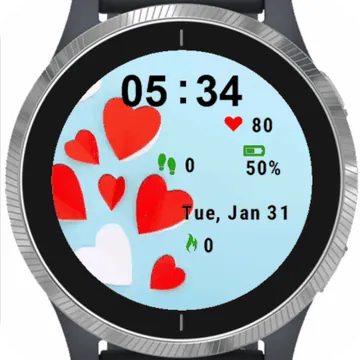 Heart Red and White Garmin watch face preview