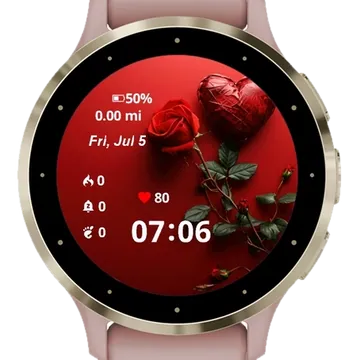 Heart Red Roses Garmin watch face preview