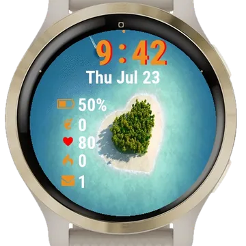 Heart Shaped Island Garmin watch face preview