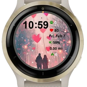 Hearts and Roses Garmin watch face preview