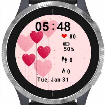Hearts Ballon Garmin watch face preview