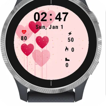 Hearts Ballons Garmin watch face preview