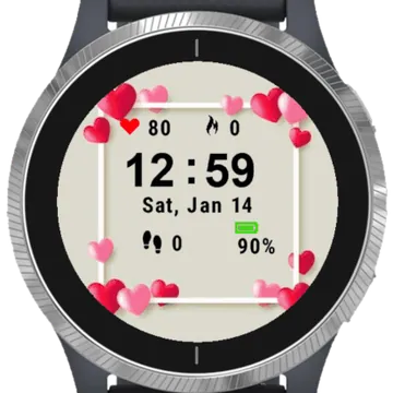 Hearts Decoration Garmin watch face preview