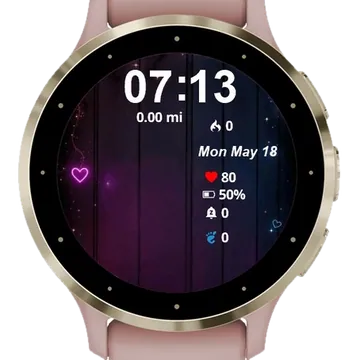 Hearts Stars Garmin watch face preview