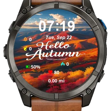 Hello Autumn Garmin watch face preview