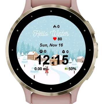 Hello Winter Garmin watch face preview