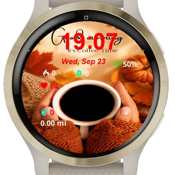 Holding Cup Coffee Words Good Garmin watch face preview