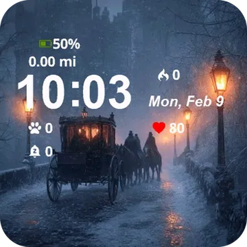 Horse Drawn Carriage Is Seen Snow Garmin watch face preview