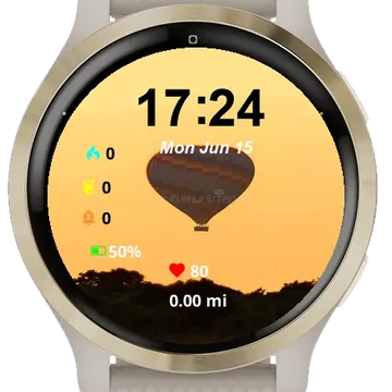 Hot Air Balloon Flying Sky Garmin watch face preview