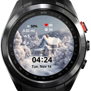House in the snow Garmin watch face preview