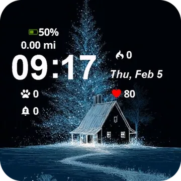 House Middle Snowy Night Garmin watch face preview