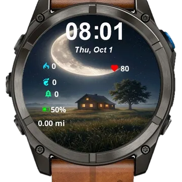 House Moon Sky Grass Garmin watch face preview