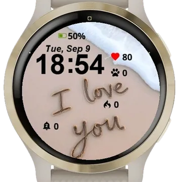I Love Beach Garmin watch face preview