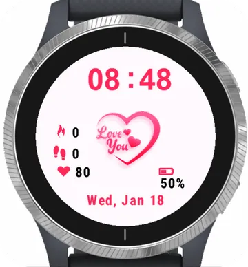 I Love You Garmin watch face preview