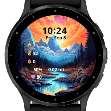Ice Mountain Sunset Garmin watch face preview