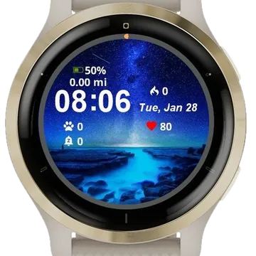 Indigo and Blue Codes Garmin watch face preview