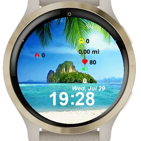 Island Middle Ocean Surrounded Garmin watch face preview