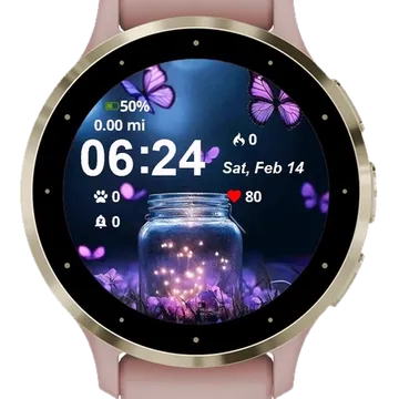 Jar Filled Butterflies Garmin watch face preview