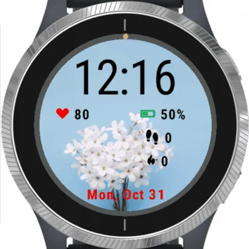 Jazmin Flowers Blue Garmin watch face preview