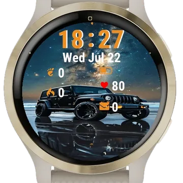 Jeep Parked Beach Night Garmin watch face preview