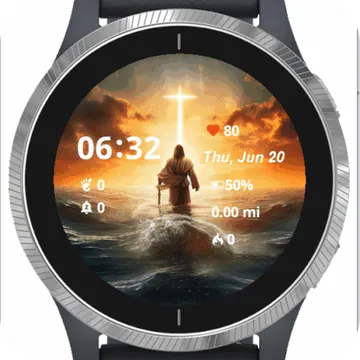 Jesus Christ Walks Water Praying Garmin watch face preview
