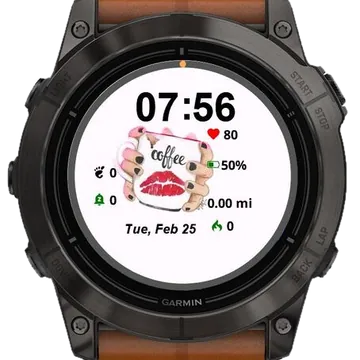 Kiss Coffee Garmin watch face preview