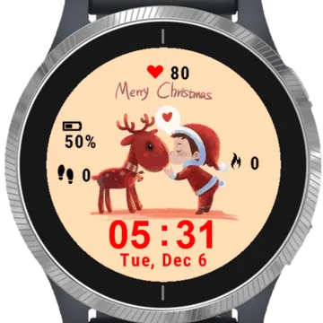 Kiss Reindeer Garmin watch face preview
